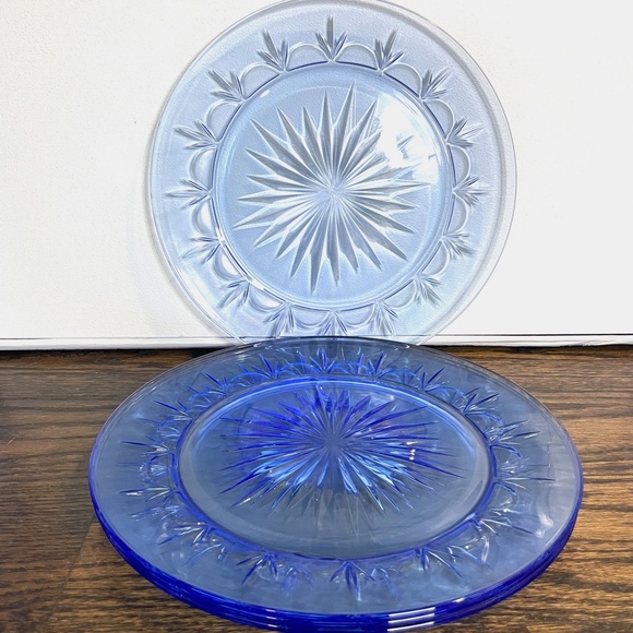 🌟VINTAGE🌟 1980s Avon + Fostoria American Starburst Plates + Glasses Set of 8 - Picture 4 of 10